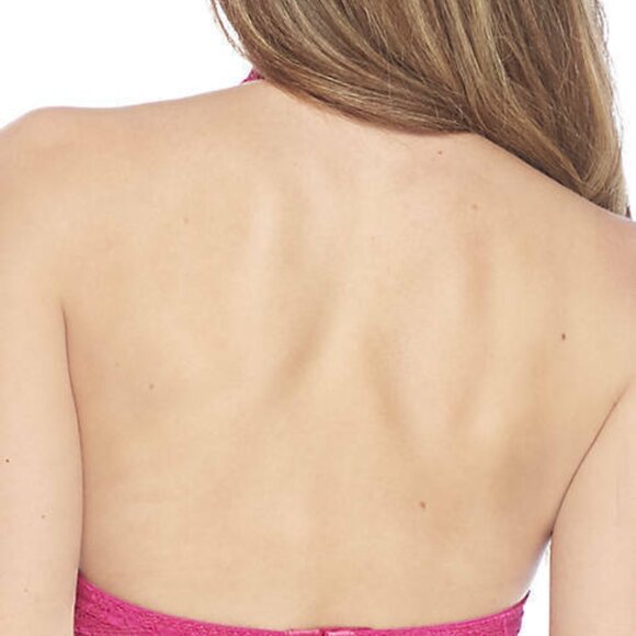 Brand new FREE PEOPLE GALLOON LACE HALTER BRALETTE WIRELESS BRA PINK RED BERRY N - Picture 5 of 5